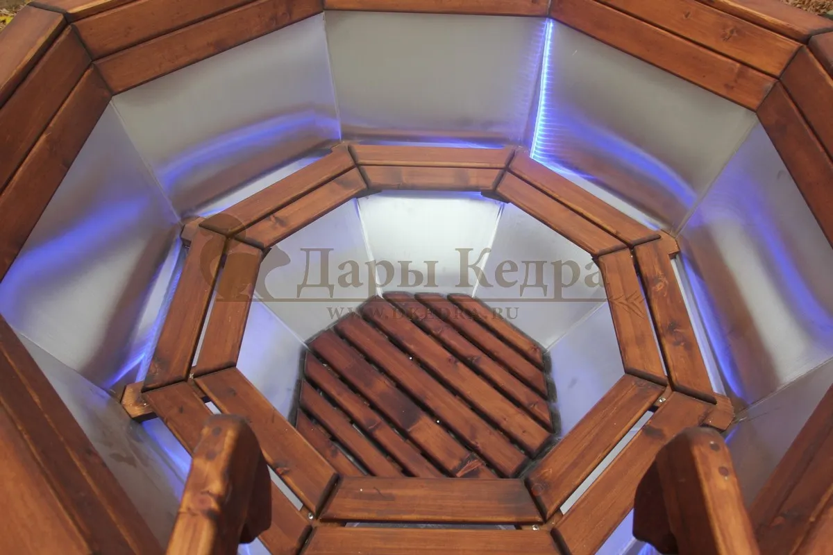 Банный чан из нержавеющей стали Ø-2350 на подставке с приварной печью с водяной рубашкой